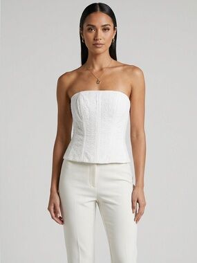 Vintage David Meister Tube Top Corset Style USA Made Size 8 white